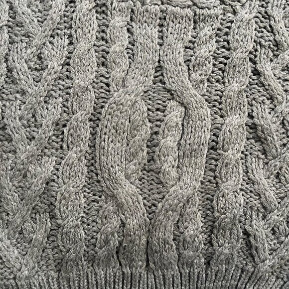 Vintage Needles and Yarn 3D Knit Cropped Green Sweater Womens Large Shoulder Pad - Picture 8 of 10